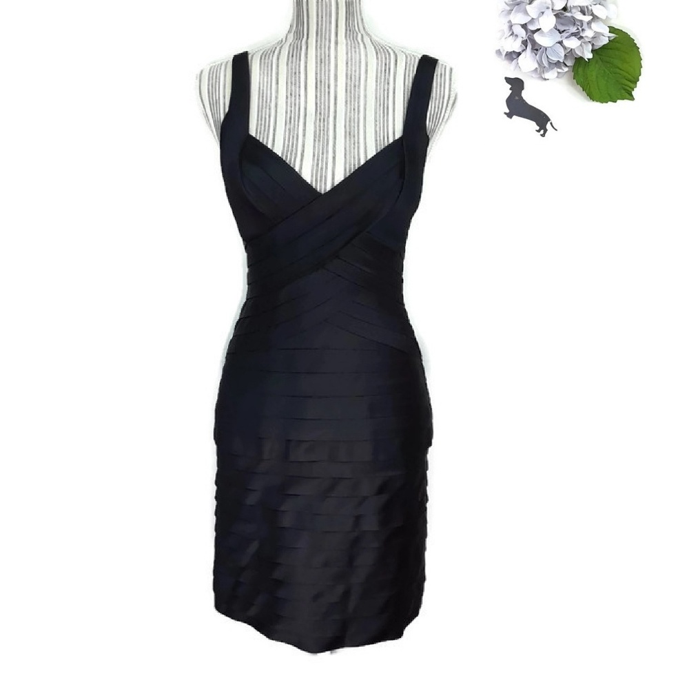 BCBG MAX AZRIA Black Tiered Cocktail Dress.Sz 4.